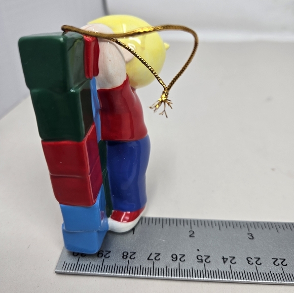 Sunday Funnies Family Circus Child Billy Holding Building Blocks Ornament - Picture 11 of 11